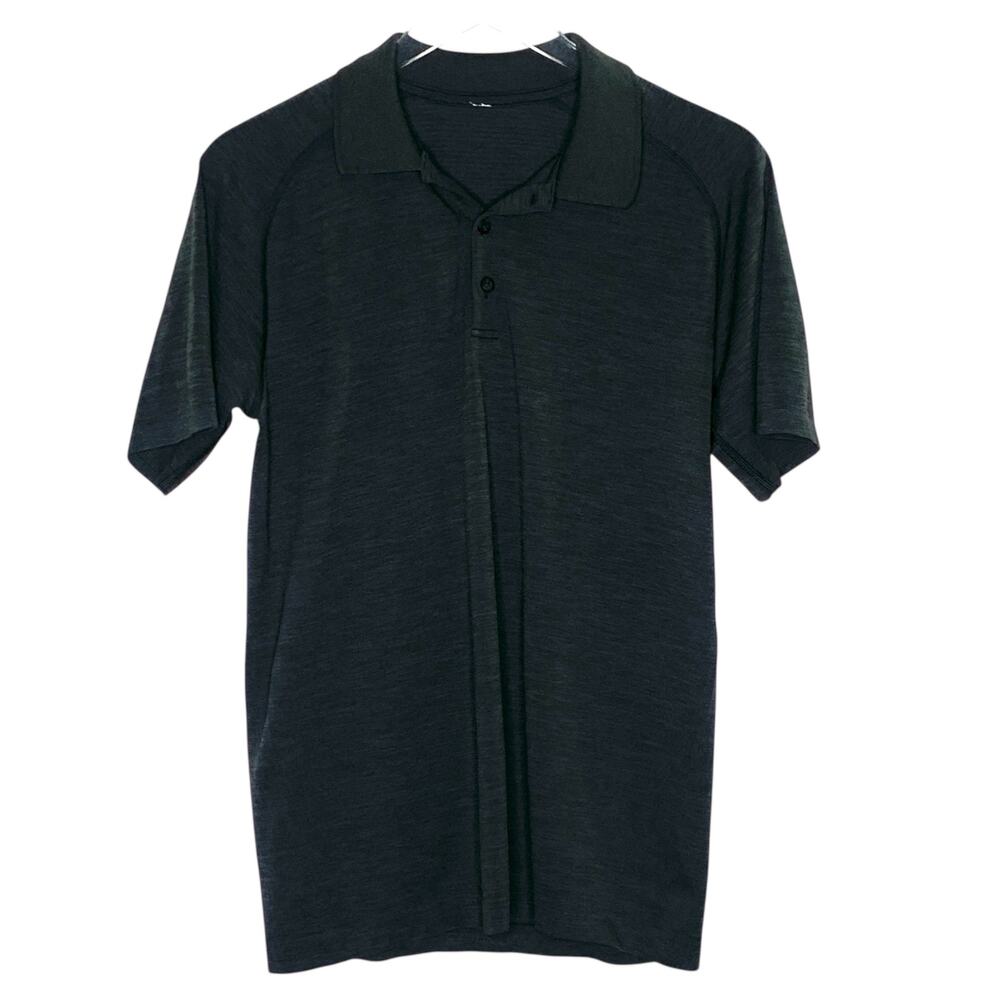 Lululemon M Mens Metal Vent Tech Polo Shirt Dark Heathered Gray Golf Active